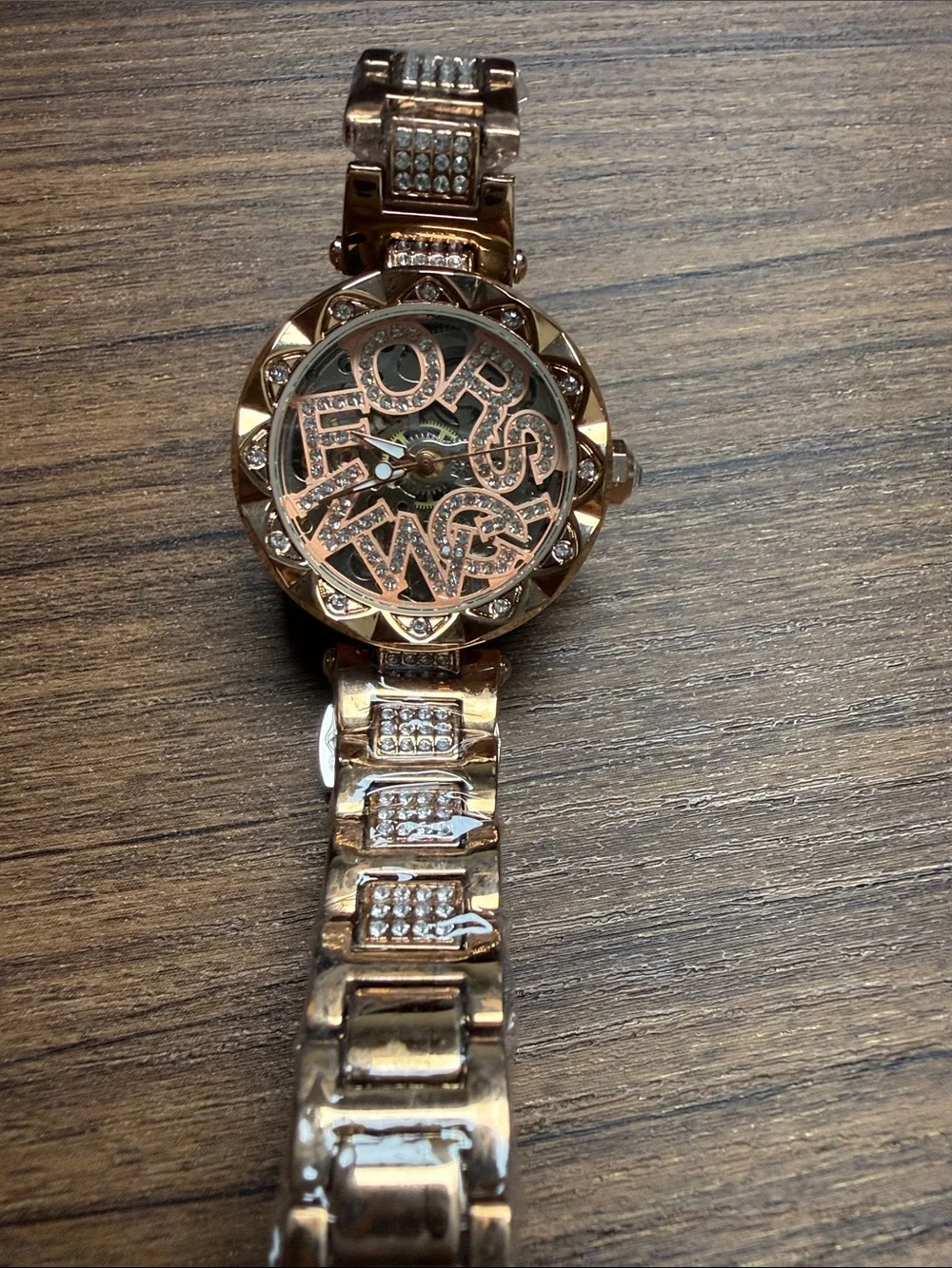 Rose Gold Women's Crystal Accent Watch Bracelet